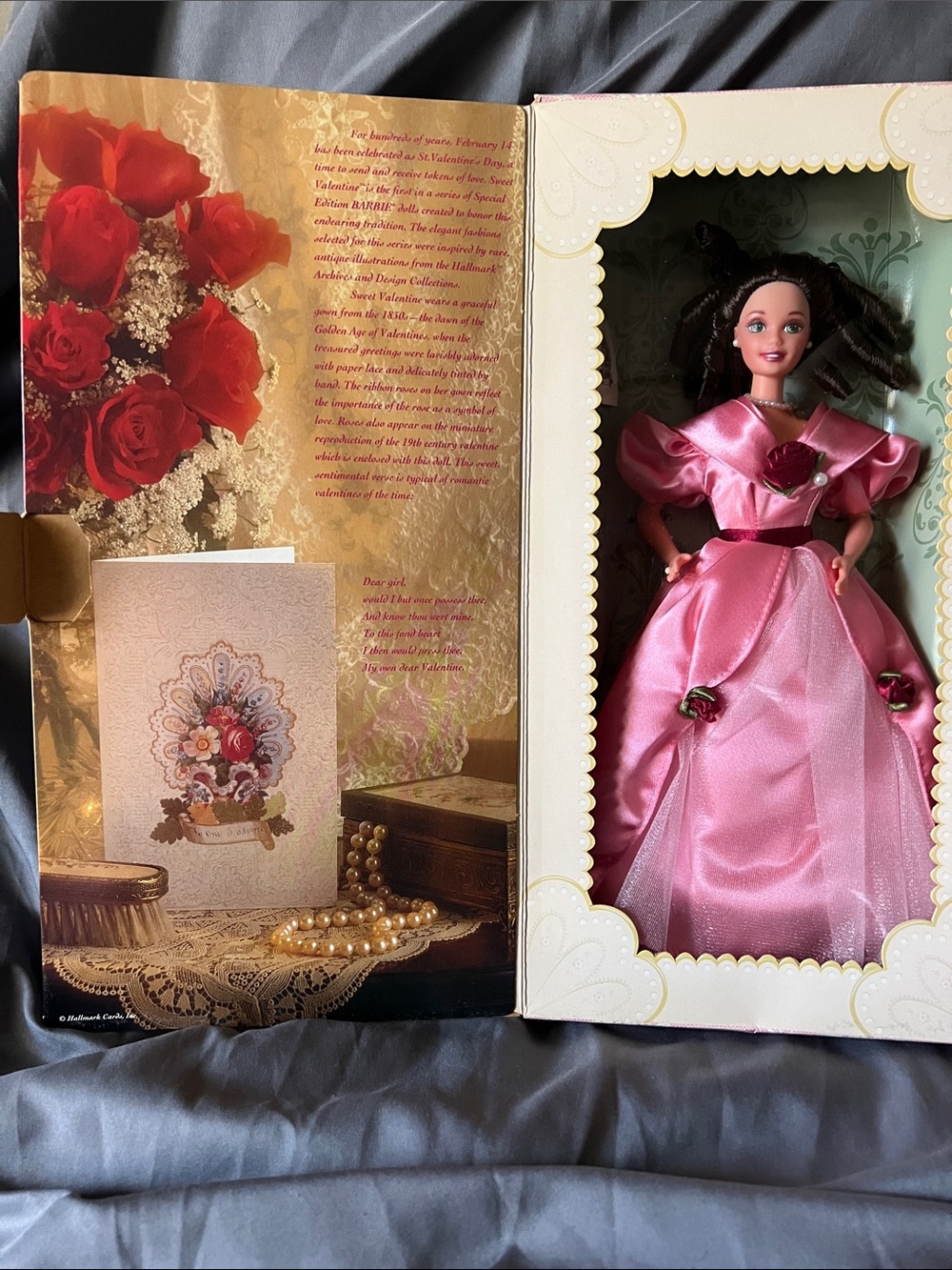Mattel Pink Satin Holiday Doll with Rose Accents